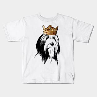 Bearded Collie Dog King Queen Wearing Crown Kids T-Shirt